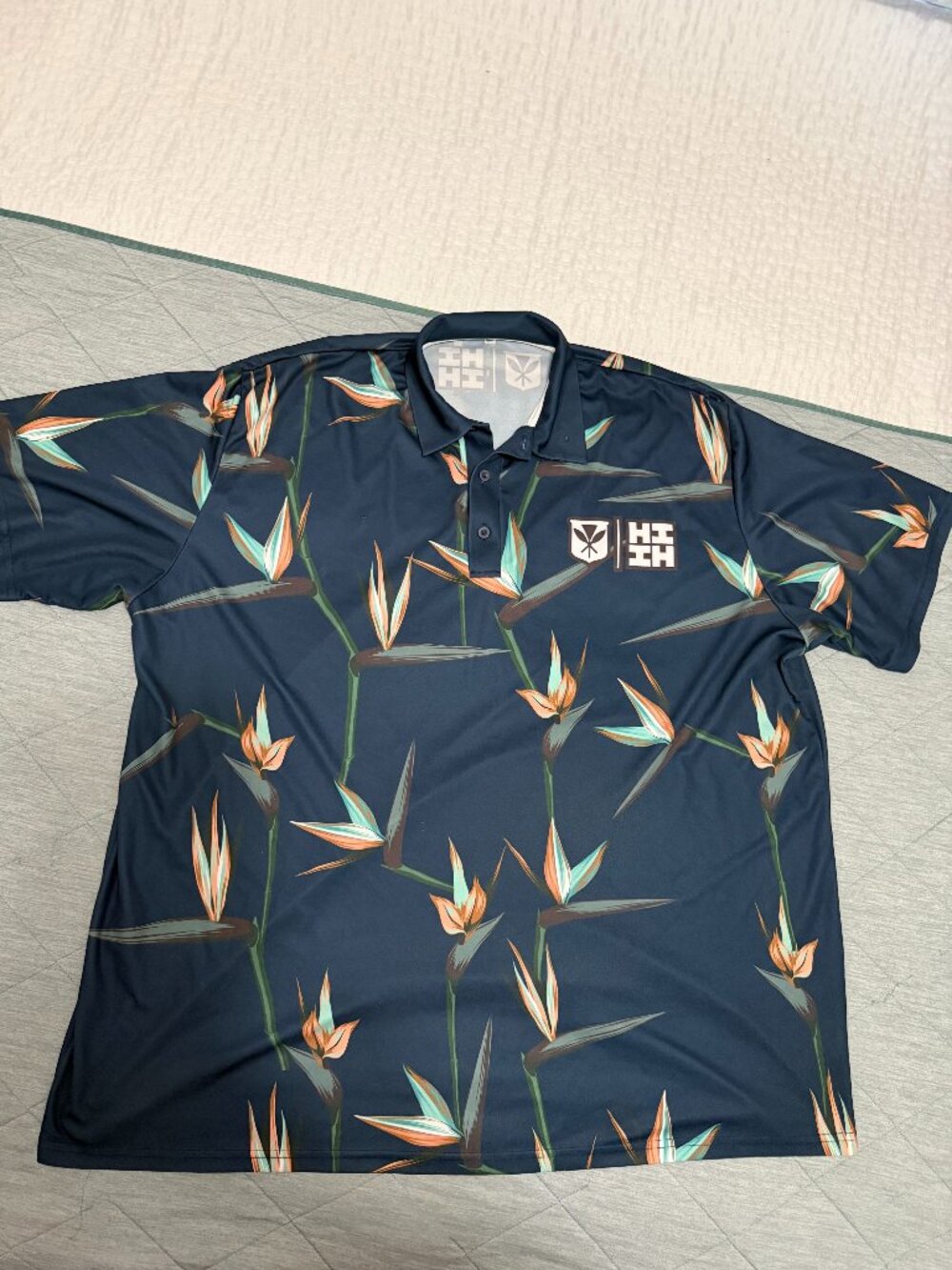 Mens Hawaii Finest Bird of Paradise Blue Performance Polo Shirt 5XL